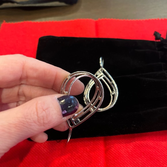 IPPOLITA BEZEL SET DIAMOND & Hammered Sterling Pear shape Drop Earrings - Picture 10 of 13